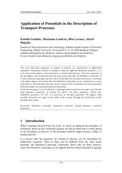 Application of Potentials in the Description of Transport Processes