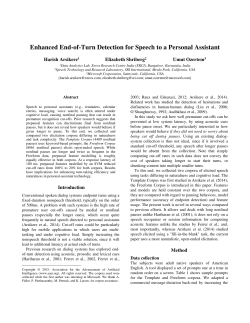 Enhanced End-of-Turn Detection for Speech to a