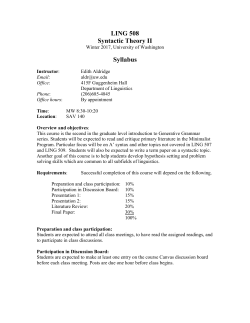 LING 508 Syntactic Theory II Syllabus