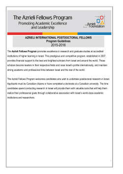 AZRIELI INTERNATIONAL POSTDOCTORAL FELLOWS Program