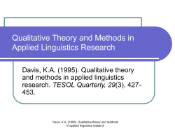 Qualitative Theory and Methods in Applied Linguistics Research