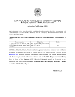 MBA (JNTUH - CMU, USA) program -2016 Admission Notification