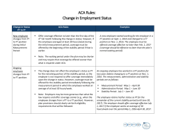 ACA Rules: Change in Employment Status