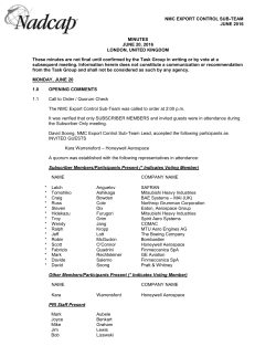 NMC Export Control Sub-Team