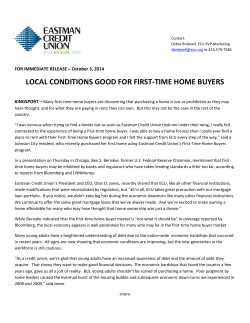 Local Conditions Good for First Time Home Buyers