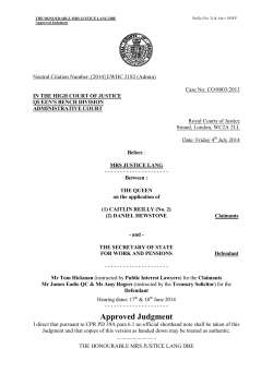 R (oao Reilly and others) -v- The Secretary of State for Work and