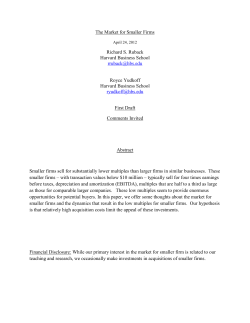The Market for Smaller Firms Richard S. Ruback Harvard Business