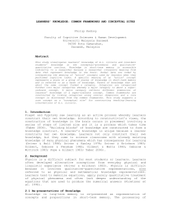 LEARNERS` KNOWLEDGE: COMMON FRAMEWORKS