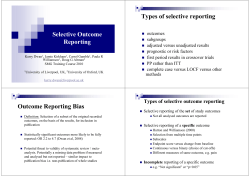 Selective Outcome Reporting Types of selective reporting Outcome