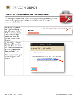 Toolbox: ISP Purchase Order (PO) Fulfillment in WIN