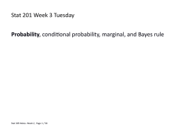 Stat 201 Week 3 Tuesday Probability, conditional