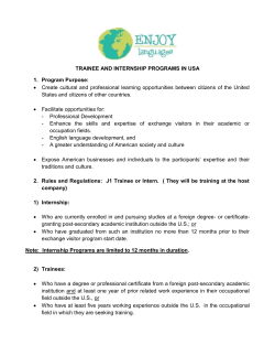 TRAINEE AND INTERNSHIP PROGRAMS IN USA Program