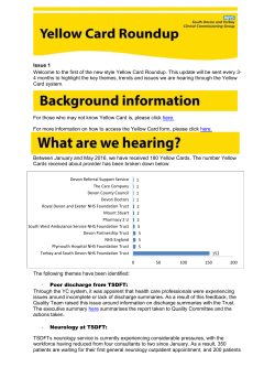 Issue 1 Welcome to the first of the new style Yellow Card Roundup