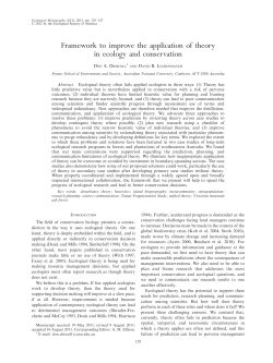 Framework to improve the application of theory in ecology and