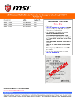 MSI Notebook Mail-In-Rebate Promotion for Newegg