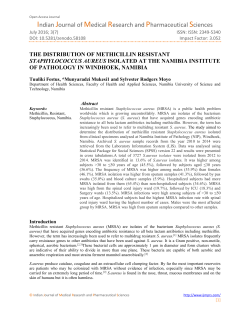 the distribution of methicillin resistant staphylococcus aureus