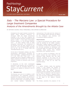 Italy - The Marzano Law: a Special Procedure for Large Insolvent