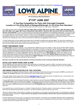 A Two Day Competition For Pairs with Overnight Campsite