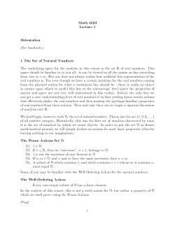 Math 4023 Lecture 1 Orientation 1 The Set of Natural Numbers The