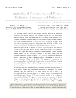 Agricultural Productivity and Poverty Reduction: Linkages and