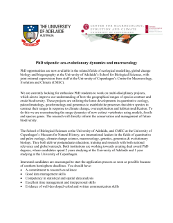 PhD stipends: eco-evolutionary dynamics and macroecology