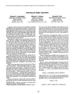 Selecting the Right Algorithm