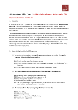 Public Relations Strategy for Promoting CSR