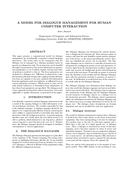 a model for dialogue management for human computer interaction