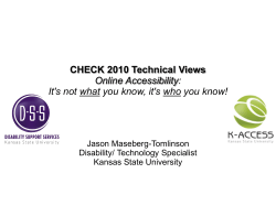 CHECK 2010 Technical Views Online Accessibility: It`s not what you