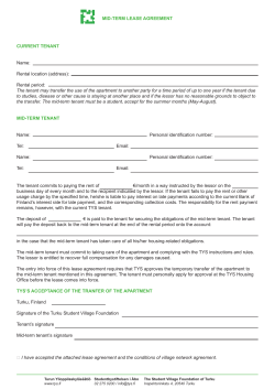Mid-term lease agreement - Turun Ylioppilaskyl&auml;s&auml;&auml;ti&ouml;