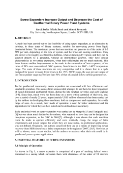 Screw Expanders Increase Output and Decrease the Cost of