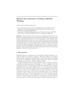 Hybrid Zero Dynamics of Planar Bipedal Walking