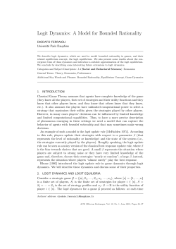 Logit dynamics: a model for bounded rationality