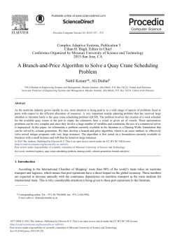 A Branch-and-Price Algorithm to Solve a Quay