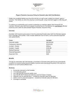 Players Protection Insurance Policy for Emerald Lakes Golf Club