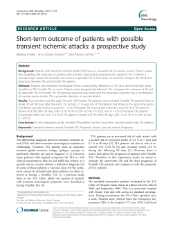 Short-term outcome of patients with possible transient ischemic