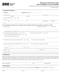 Emergency medical claim report OUT-OF-PROVINCE / OUT