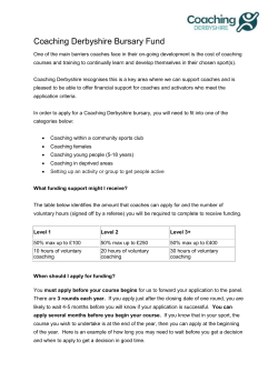 Coaching Derbyshire Bursary Fund Guidance