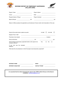 referee report on temporary suspension (yellow card)