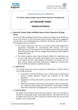 The Lay Advisory Panel - Thames Valley Strategic Clinical Network