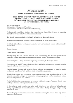 keynote speech by he ahmet davutoğlu prime minister of the