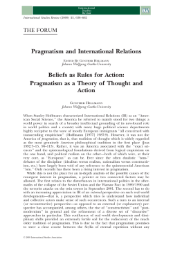 Pragmatism and International Relations Beliefs as Rules for Action