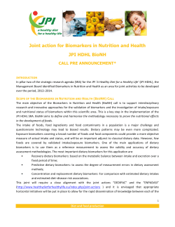 Joint action for Biomarkers in Nutrition and Health JPI HDHL BioNH