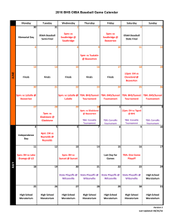 2016 BHS OIBA Baseball Game Calendar JUN E JULY