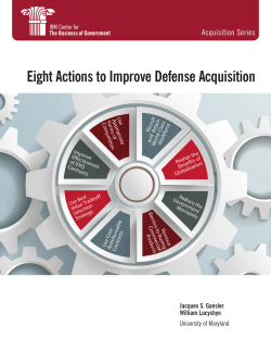 Eight Actions to Improve Defense Acquisition
