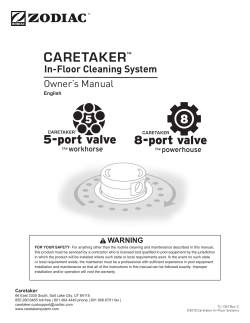 In-Floor Cleaning System Owner`s Manual