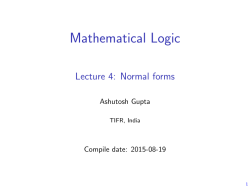 Mathematical Logic Lecture 4: Normal forms