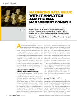 MaxiMizing Data Value with it analytics anD the Dell ManageMent