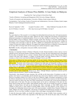 Empirical Analysis of House Price Bubble: A Case Study on Malaysia