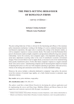 THE PRICE-SETTING BEHAVIOUR OF ROMANIAN FIRMS &ndash; survey
